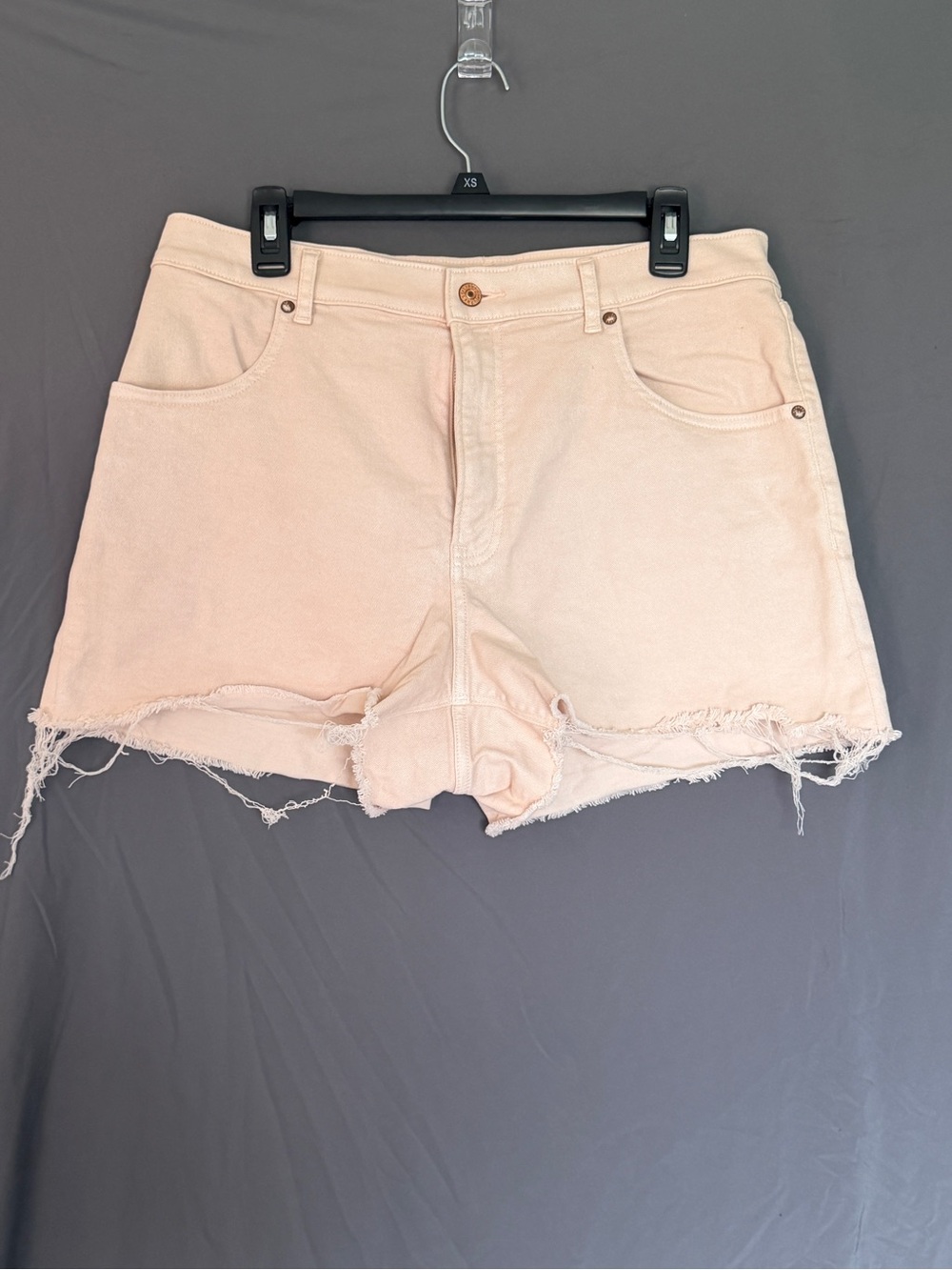 Express Light Pink Distressed Denim Shorts